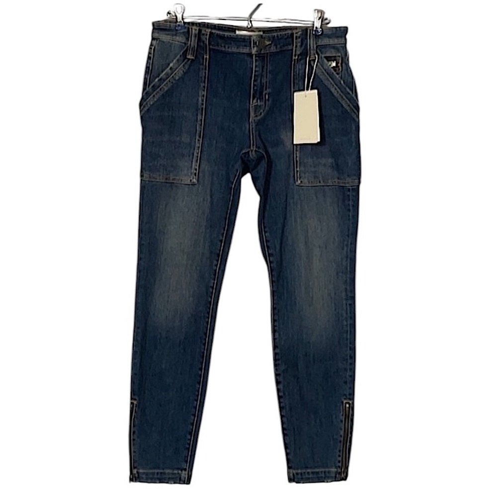 Joie Park Denim mid-rise ankle zip dark wash jeans